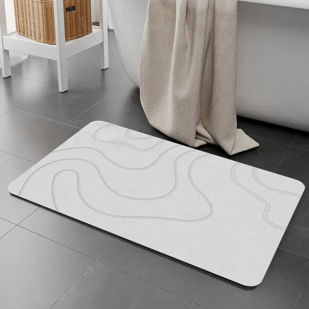 Stone Bath Mat Textured Surface Bath Mat Quick-Drying Diatom Mud Bathroom Floor Mat with Anti-Slip Bottom Kitchen Carpet Decor
