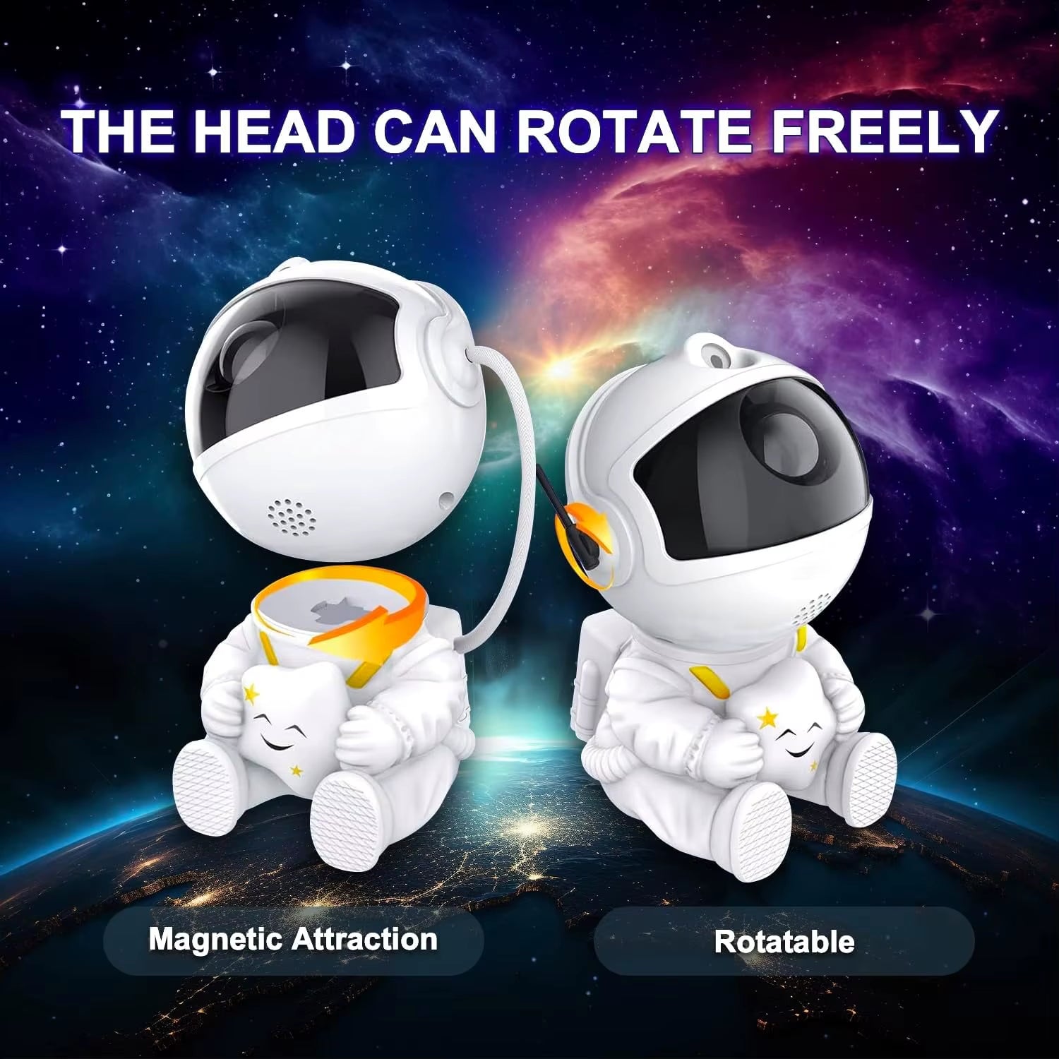 Galaxy Star Projector Night Lights Starry Sky Astronaut Atmosphere LED Lamp for Decorative Bedroom Ceiling Kids Children Gifts