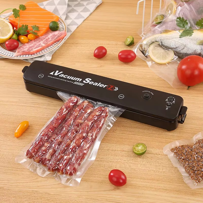 220V/110V Vacuum Sealer Packaging Machine with Free 10Pcs Vacuum Bags Household Black Food Vacuum Sealer