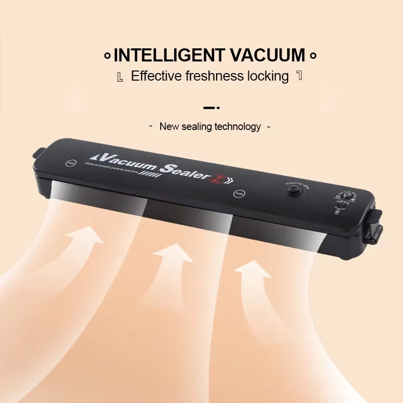 220V/110V Vacuum Sealer Packaging Machine with Free 10Pcs Vacuum Bags Household Black Food Vacuum Sealer