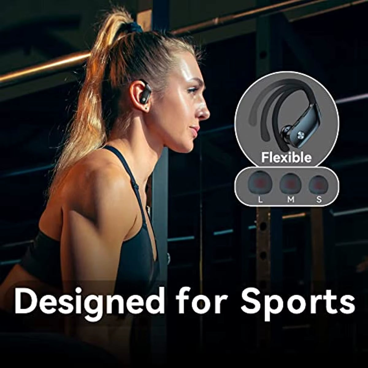 Wireless Earbuds Bluetooth Headphones 48Hrs Play Back Sport Earphones with LED Display Over-Ear Buds with Earhooks Built-In Mic