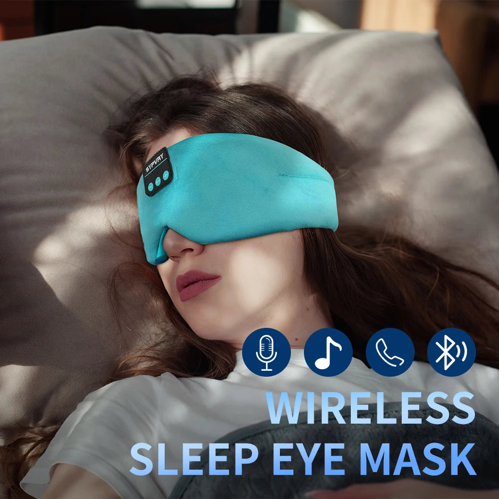 Sleeping Headphones Silk Sleep Mask Bluetooth Blindfold Music Eye Mask Built in Speaker Sleep Travel Accessory