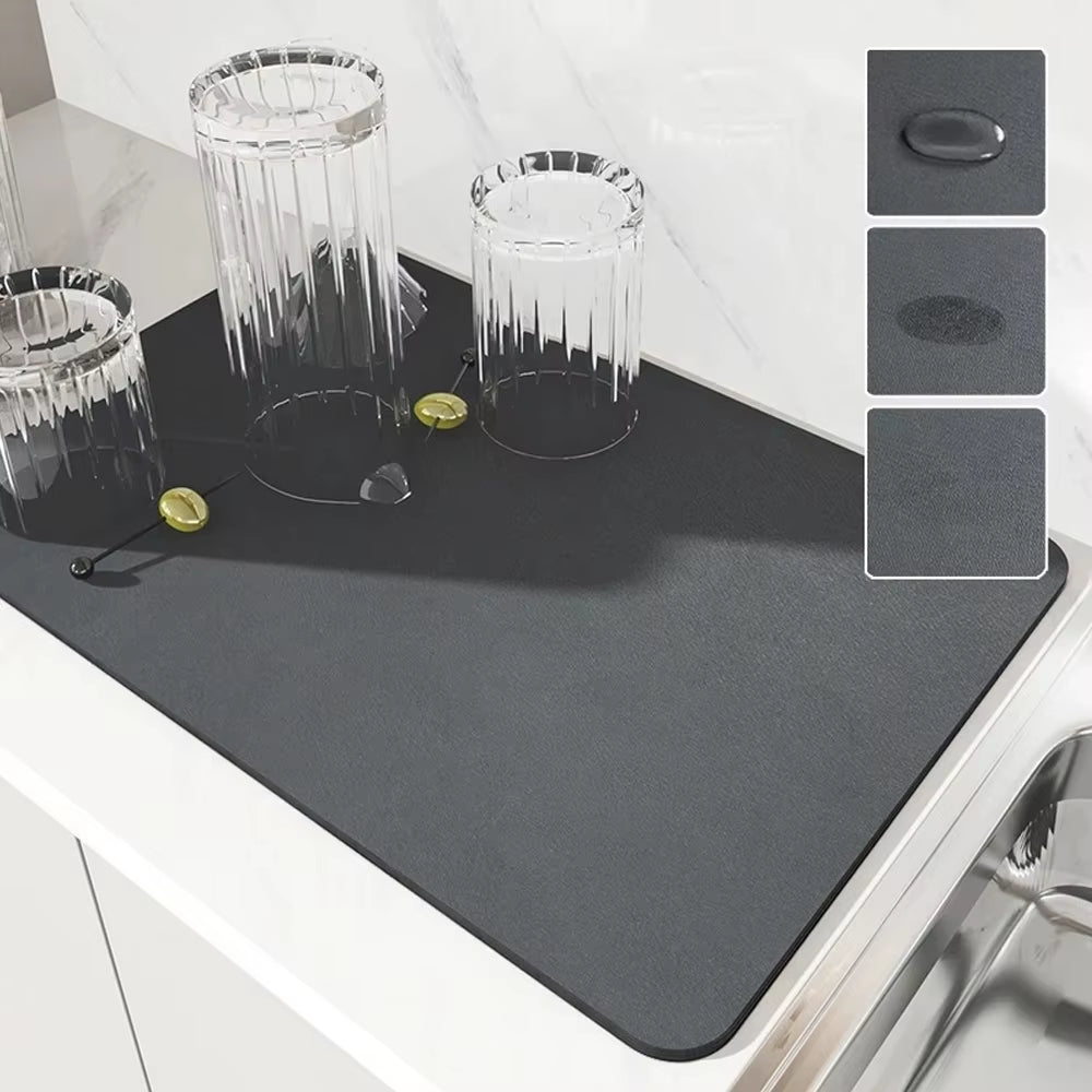 Super Absorbent Dish Drying Mat Hide Stain Rubber Coffee Mat Tableware Kitchen Quick Dry Cup Mat Non-Slip Table Mat 30X40Cm