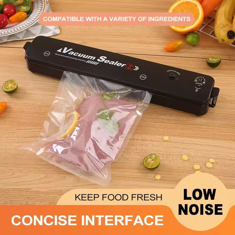 220V/110V Vacuum Sealer Packaging Machine with Free 10Pcs Vacuum Bags Household Black Food Vacuum Sealer