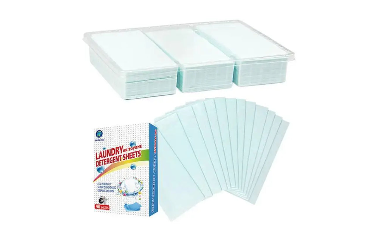 90 Pieces Eco-Friendly Laundry Soap Washer Sheets Detergent Sheets No Waste Laundry Detergent Stain Remover