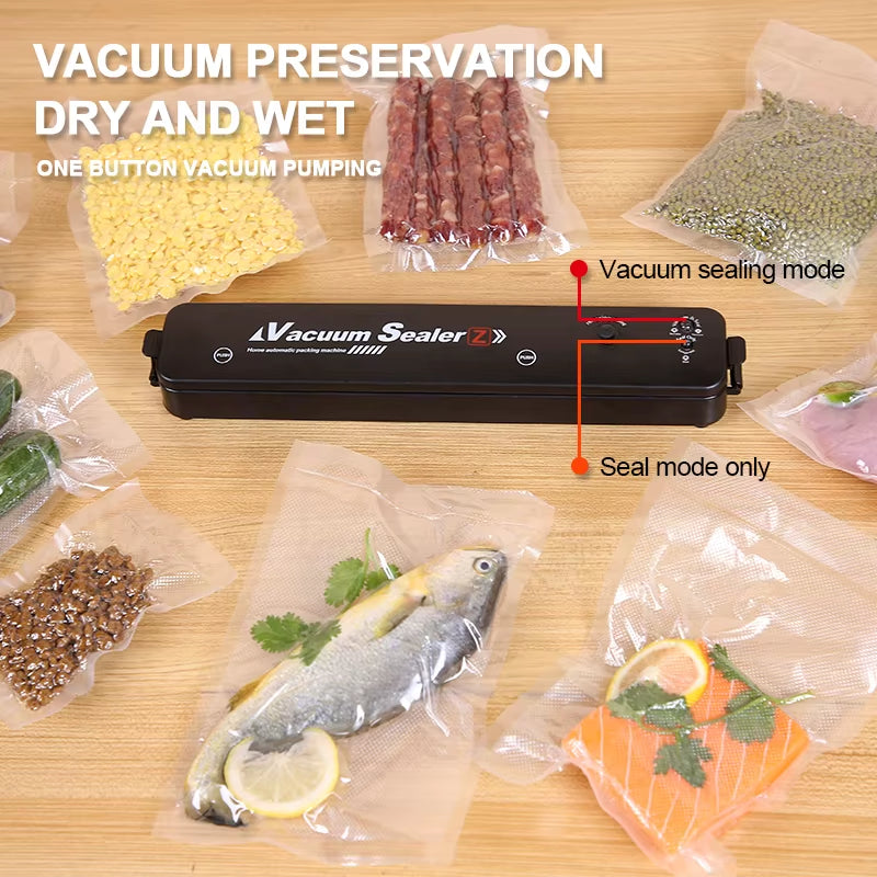 220V/110V Vacuum Sealer Packaging Machine with Free 10Pcs Vacuum Bags Household Black Food Vacuum Sealer