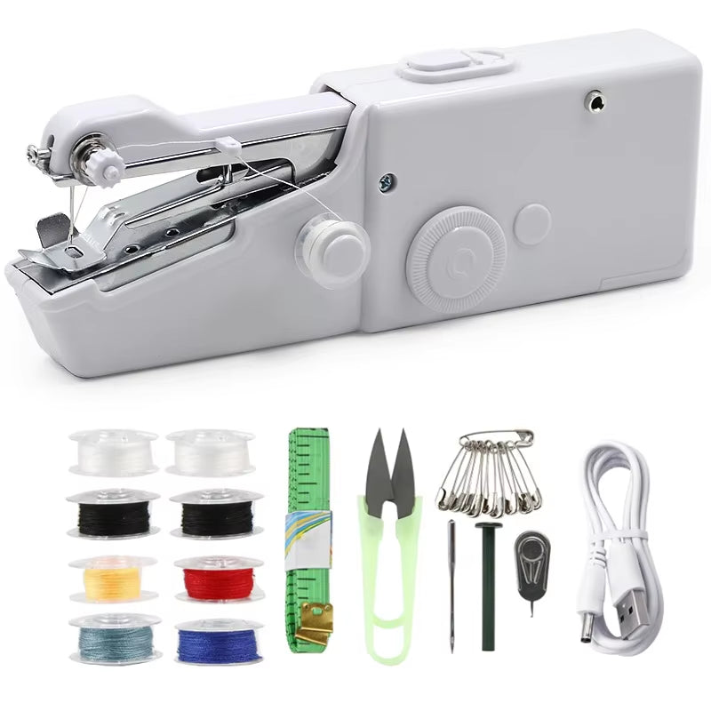 Portable Mini Electric Sewing Machine Handheld Sewing Machine with Bobbin for Needlework Handwork Home Travel Sewing Accessories