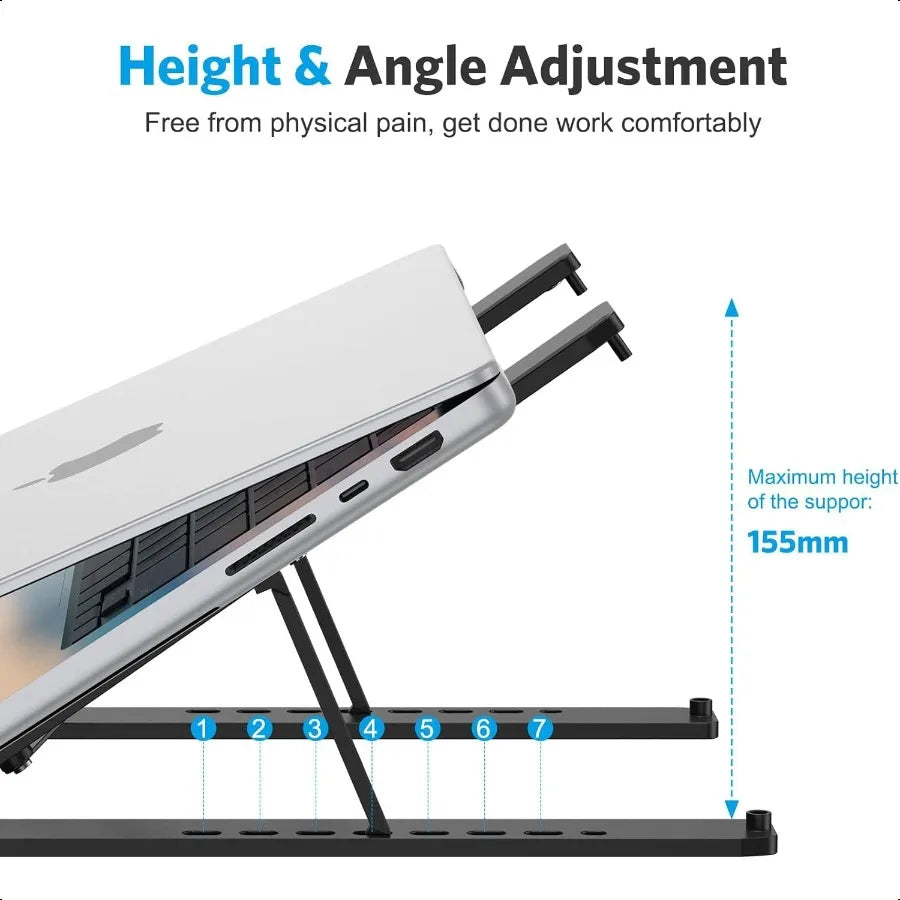 Portable Laptop Stand OMOTON Laptop Stand for Desk Ergonomic 7Levels Angles Adjustable Computer Stand ABS Laptop Riser Holder C