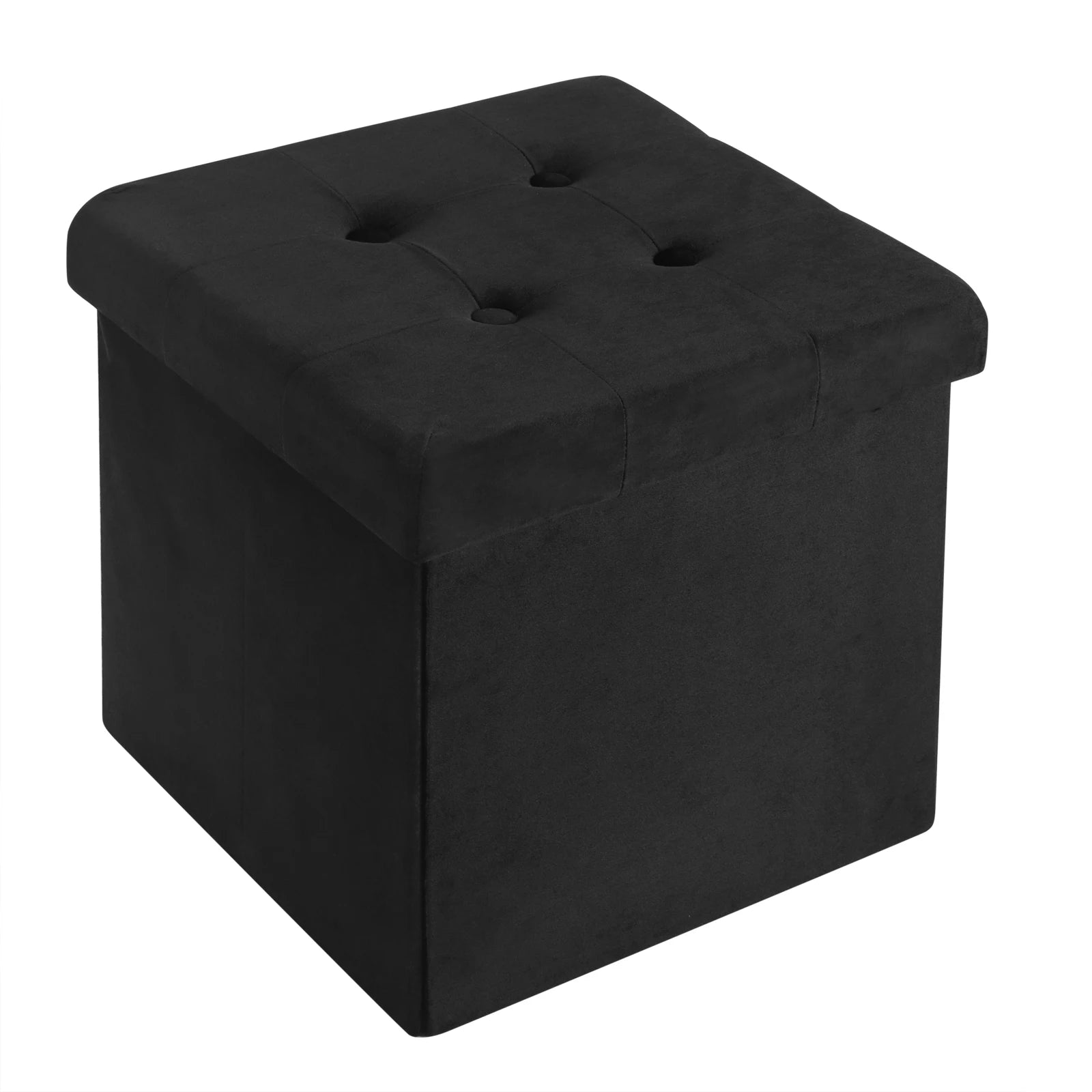 1PC Foldable Storage Ottoman Chair Stool Grey Upholstered Footstool Linen Dressing Table Stool Pouf Couch Stool Removable Cover