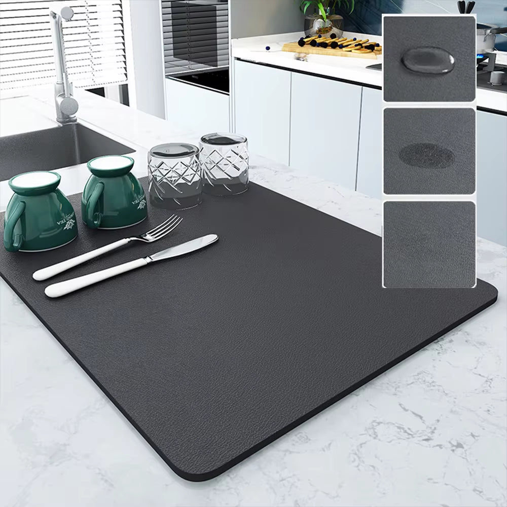 Super Absorbent Dish Drying Mat Hide Stain Rubber Coffee Mat Tableware Kitchen Quick Dry Cup Mat Non-Slip Table Mat 30X40Cm