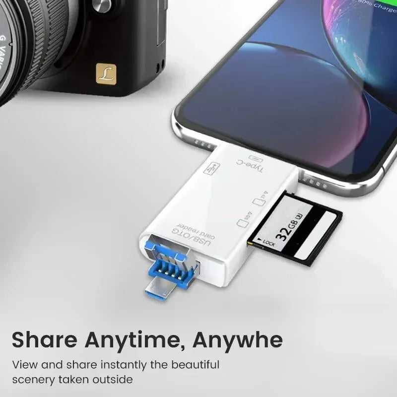 6 in 1 Multifunction Card Reader Computer Mobile OTG Converter TF SD Conversion Camera USB3.0 Typec High Speed Transfer Adapter