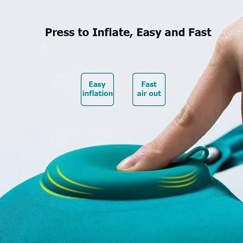 2024 New Inflatable Pillow Travel Portable Neck Protection Pillow Press Inflatable U-Shaped Pillow Travel Storage Neck Pillow