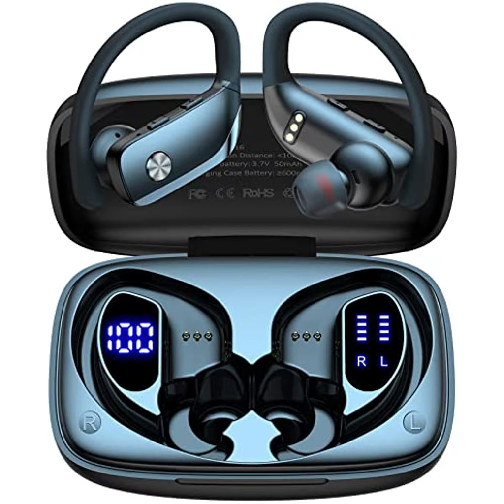 Wireless Earbuds Bluetooth Headphones 48Hrs Play Back Sport Earphones with LED Display Over-Ear Buds with Earhooks Built-In Mic