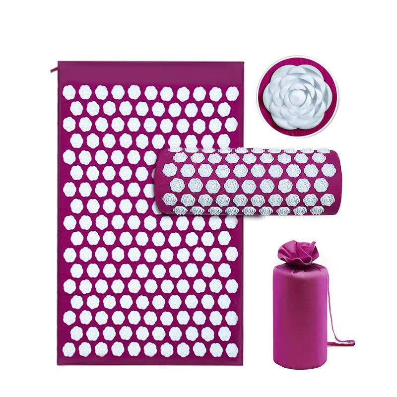 Back and Neck Pain Relief Acupressure Mat and Pillow Set Muscle Relaxation Point Massage Yoga Mat