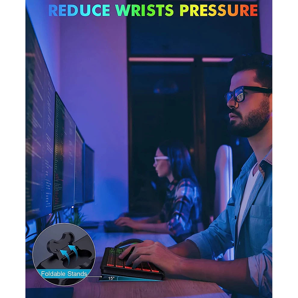 Wireless Keyboard and Mouse Combo RGB Backlit, Rechargeable Light up Letters, Full-Size, Ergonomic, Sleep Mode, 2.4Ghz