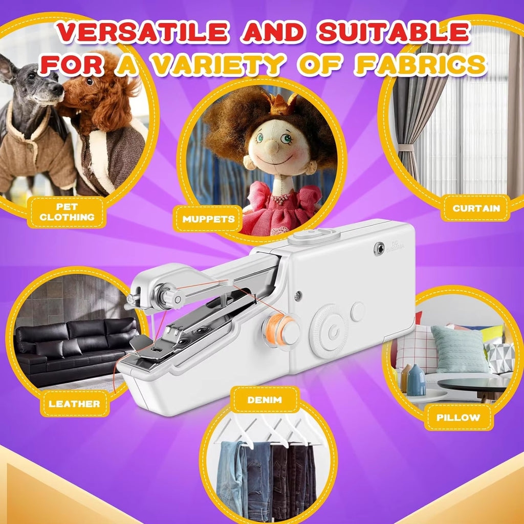 Portable Mini Electric Sewing Machine Handheld Sewing Machine with Bobbin for Needlework Handwork Home Travel Sewing Accessories