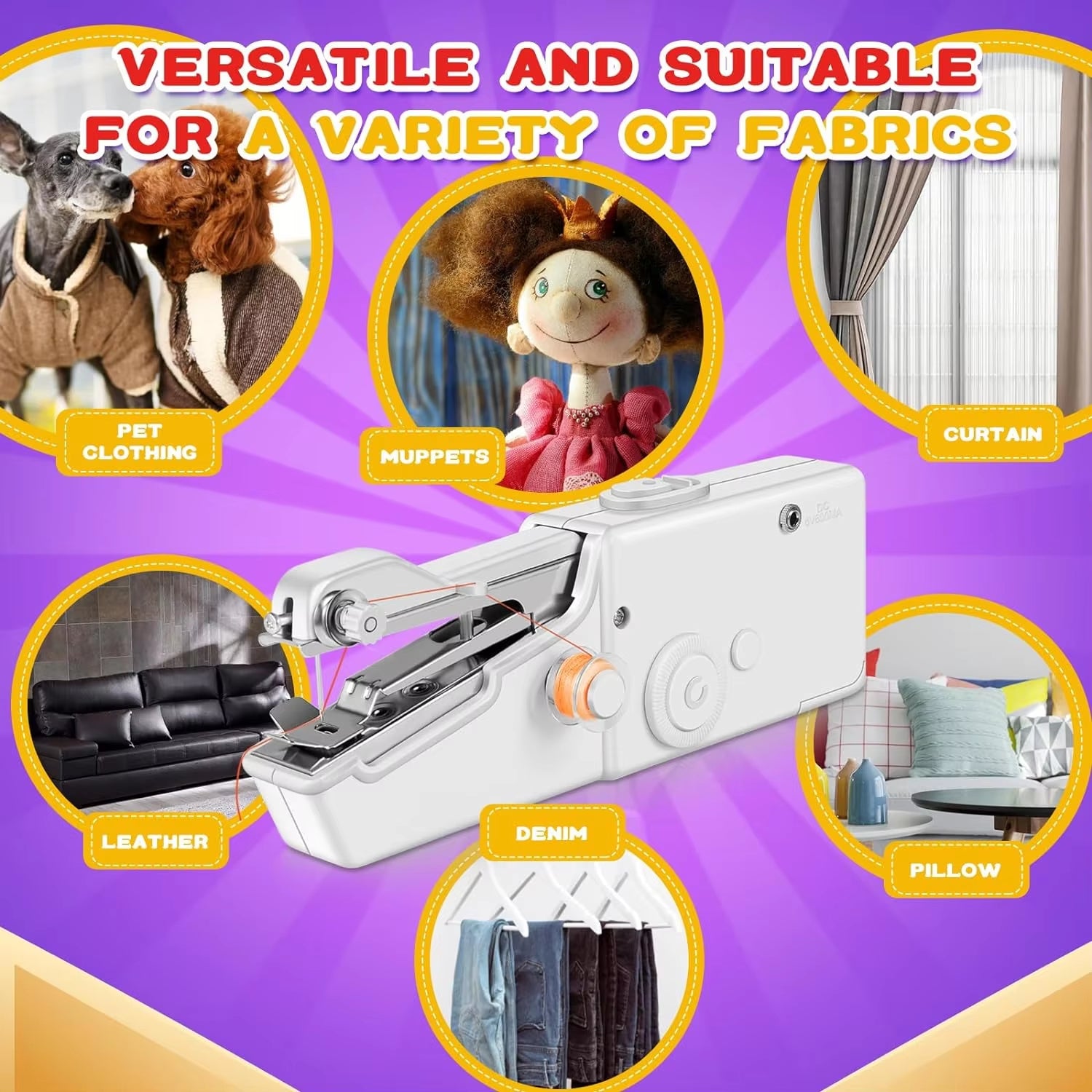 Portable Mini Electric Sewing Machine Handheld Sewing Machine with Bobbin for Needlework Handwork Home Travel Sewing Accessories