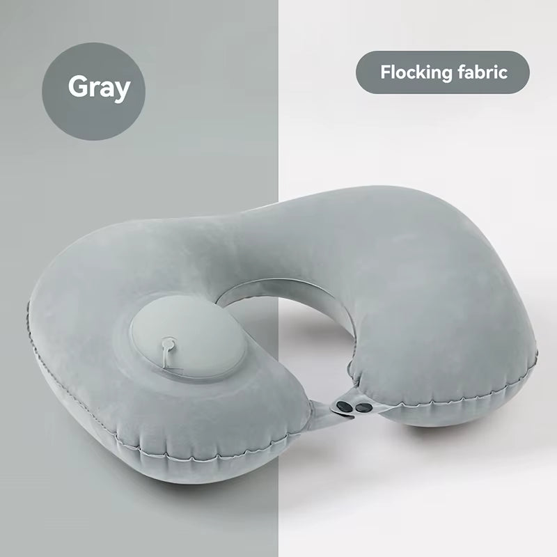 2024 New Inflatable Pillow Travel Portable Neck Protection Pillow Press Inflatable U-Shaped Pillow Travel Storage Neck Pillow