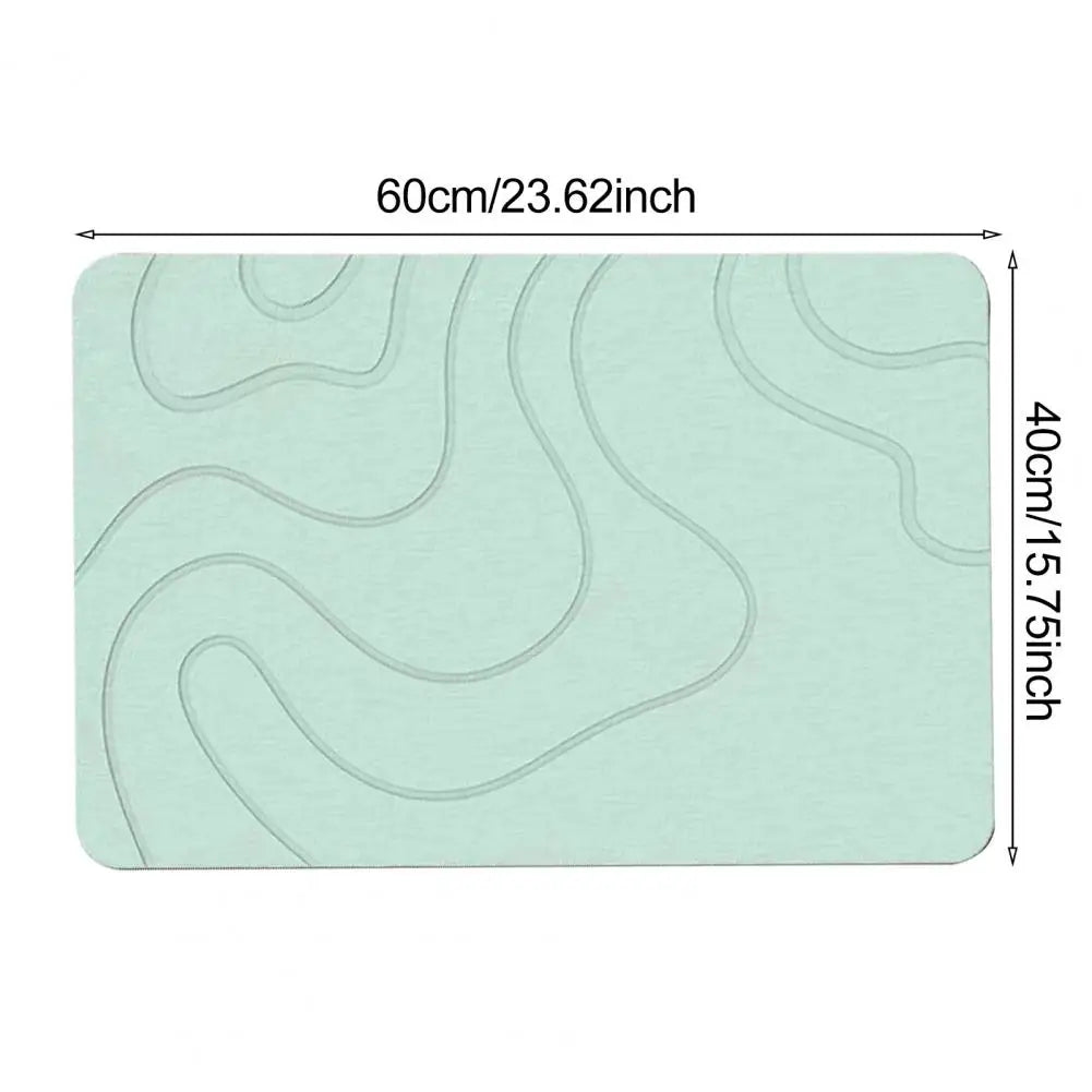 Stone Bath Mat Textured Surface Bath Mat Quick-Drying Diatom Mud Bathroom Floor Mat with Anti-Slip Bottom Kitchen Carpet Decor