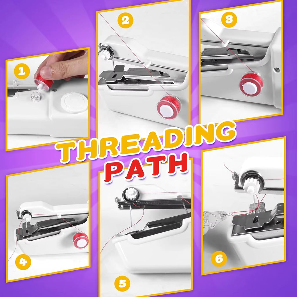 Portable Mini Electric Sewing Machine Handheld Sewing Machine with Bobbin for Needlework Handwork Home Travel Sewing Accessories