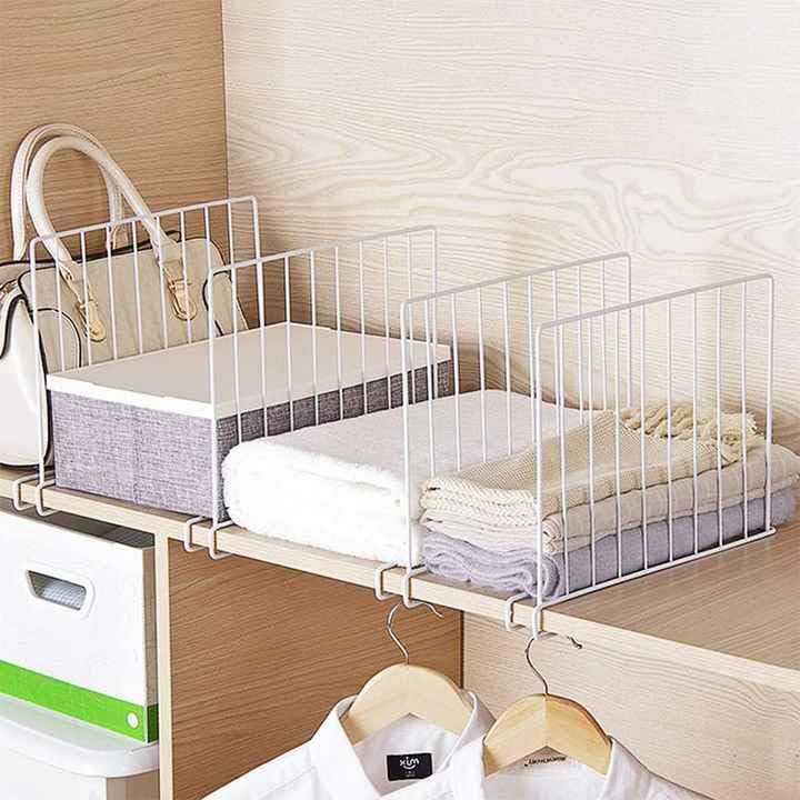 Shelf Divider for Wardrobe & Closet – Heavy Duty Iron (White | Pack of 2, 3 & 5)