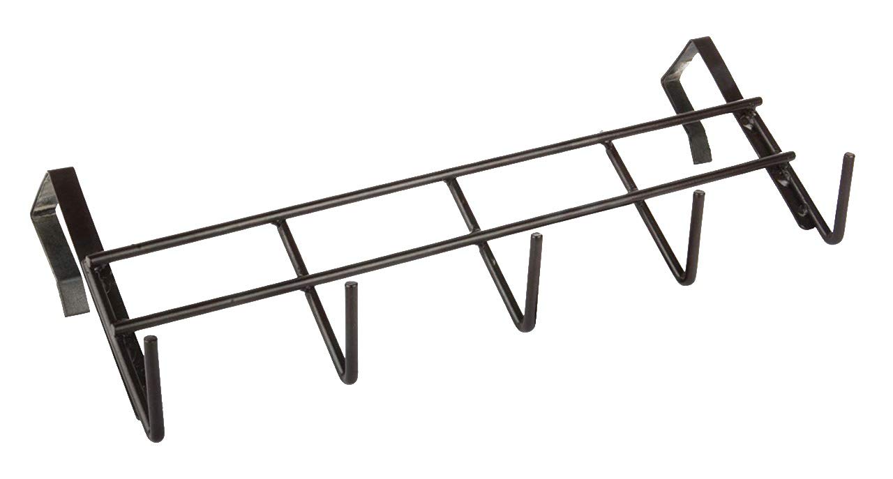 Over The Door Hook Hanger with 5 Hooks | Metal Door Hanging Organizer Rack for Clothes, Bags, Towels &amp; Accessories | No Drilling Required | Fits Doors up to 4 cm Thickness (Black, 39 cm)