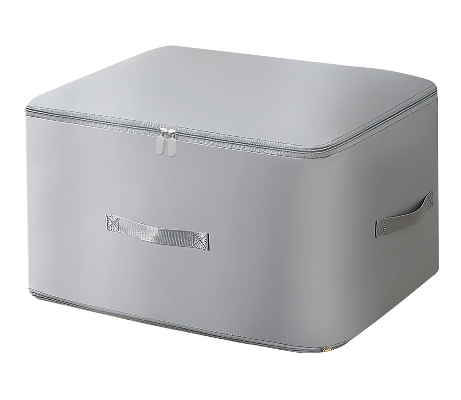 Space Saving Self-Compression Organizer Bag for Clothes, Sarees & Quilts | Extra Large Expandable Storage Bag with Handles & Zipper | Waterproof, Foldable Wardrobe Storage (Grey, 52×42×55 cm)