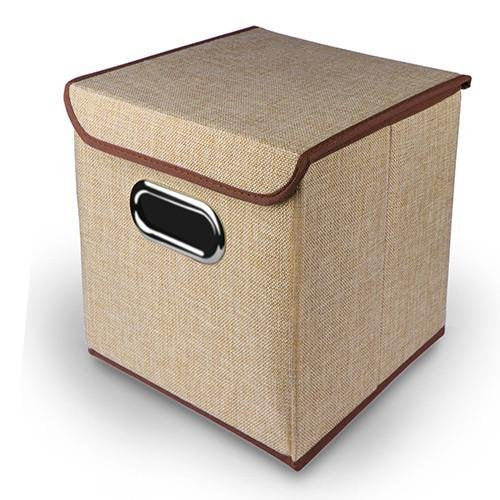 Foldable Storage Cube Box with Lid | Square Fabric Storage Organizer for Toys, Books, Shoes &amp; Home Essentials (25 × 25 × 25 cm)