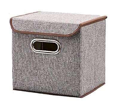 Foldable Storage Cube Box with Lid | Square Fabric Storage Organizer for Toys, Books, Shoes &amp; Home Essentials (25 × 25 × 25 cm)