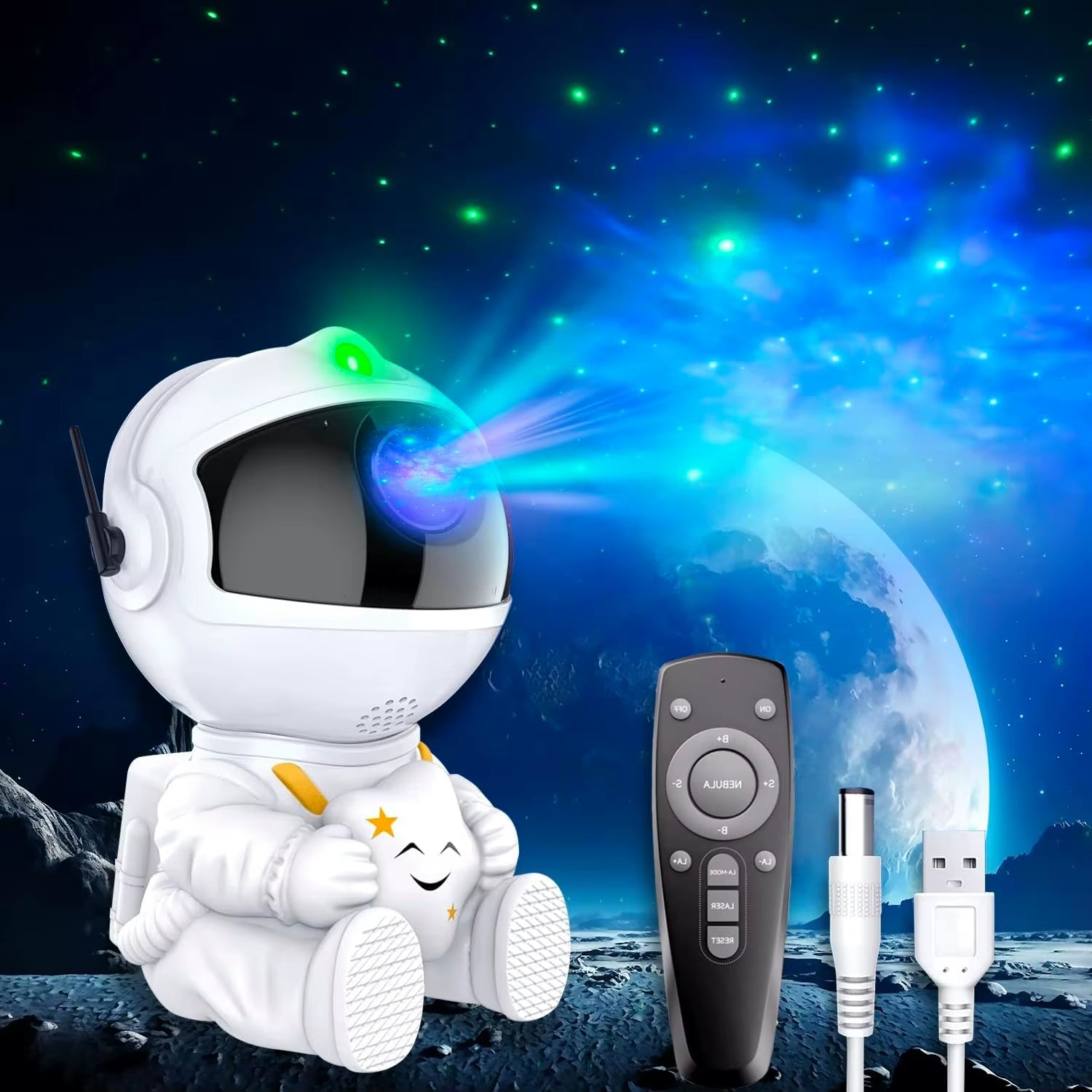 Galaxy Star Projector Night Lights Starry Sky Astronaut Atmosphere LED Lamp for Decorative Bedroom Ceiling Kids Children Gifts
