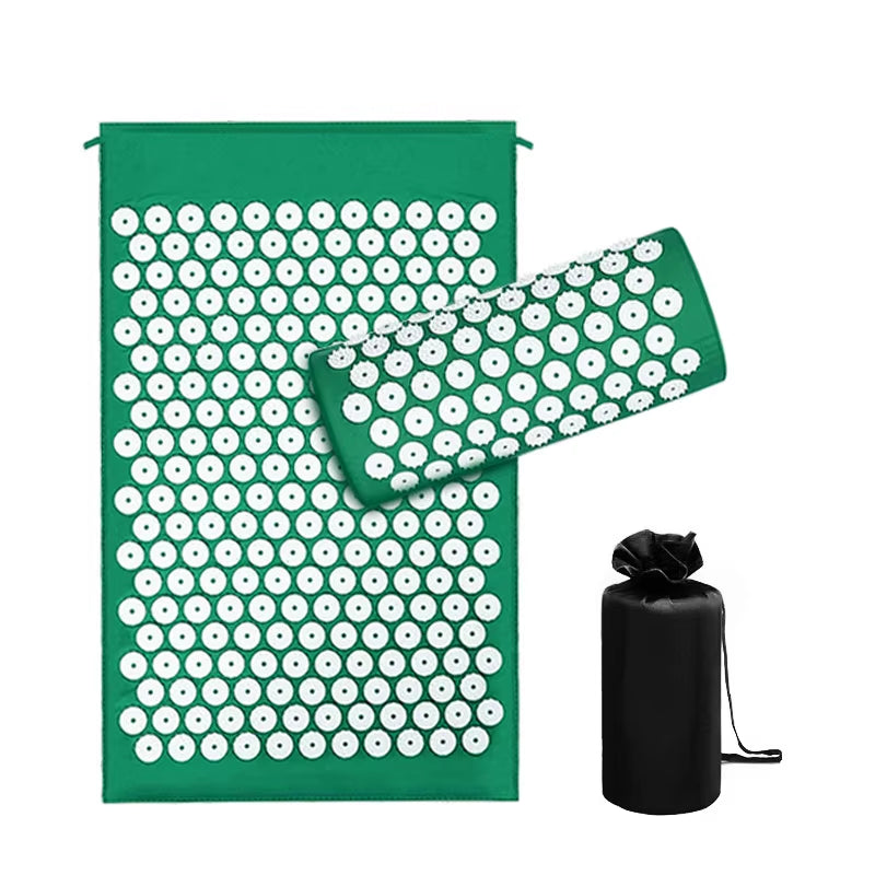 Back and Neck Pain Relief Acupressure Mat and Pillow Set Muscle Relaxation Point Massage Yoga Mat