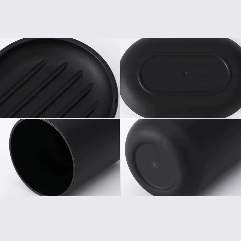 4 Black Bathroom Kit Lotion Bottles + Toothbrush Holder + Mouthwash Cup + Soap Dish