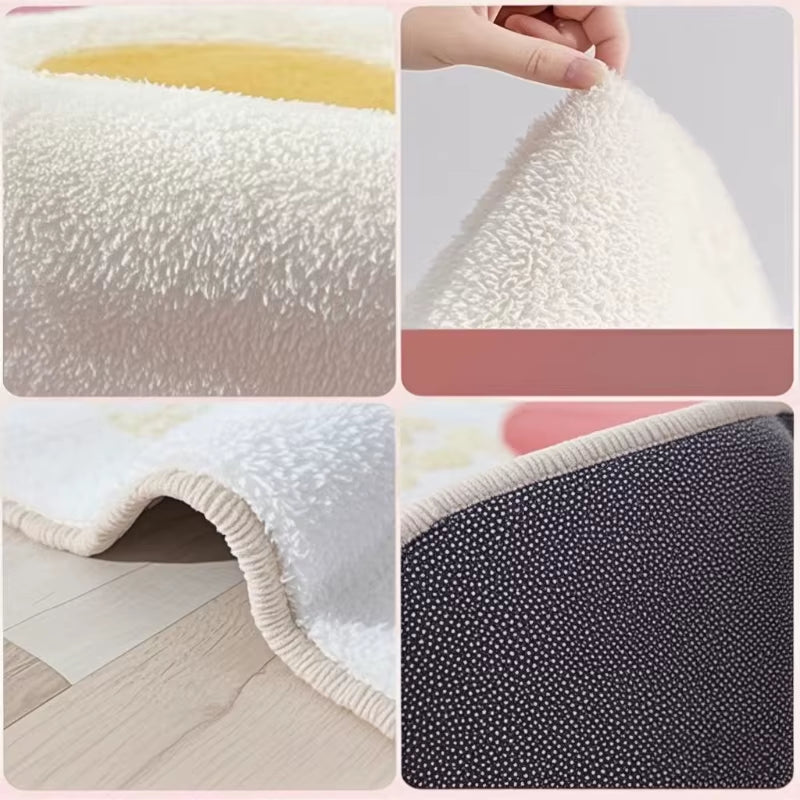 1Pcsflower Imitation Cashmere Mat, Water-Absorbing Bathroom Entrance Anti-Slip Carpet for Home Decoration.