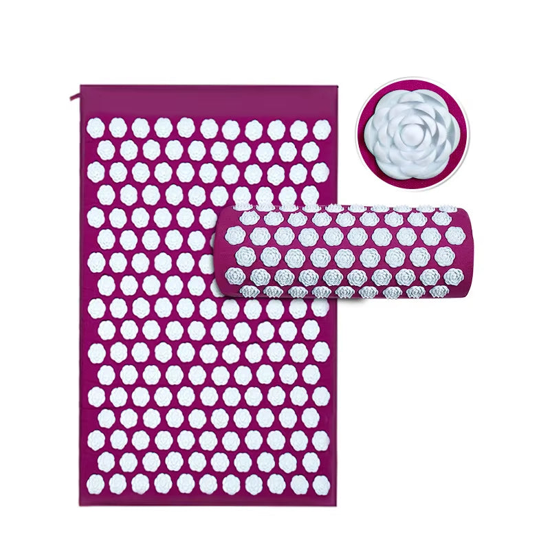 Back and Neck Pain Relief Acupressure Mat and Pillow Set Muscle Relaxation Point Massage Yoga Mat