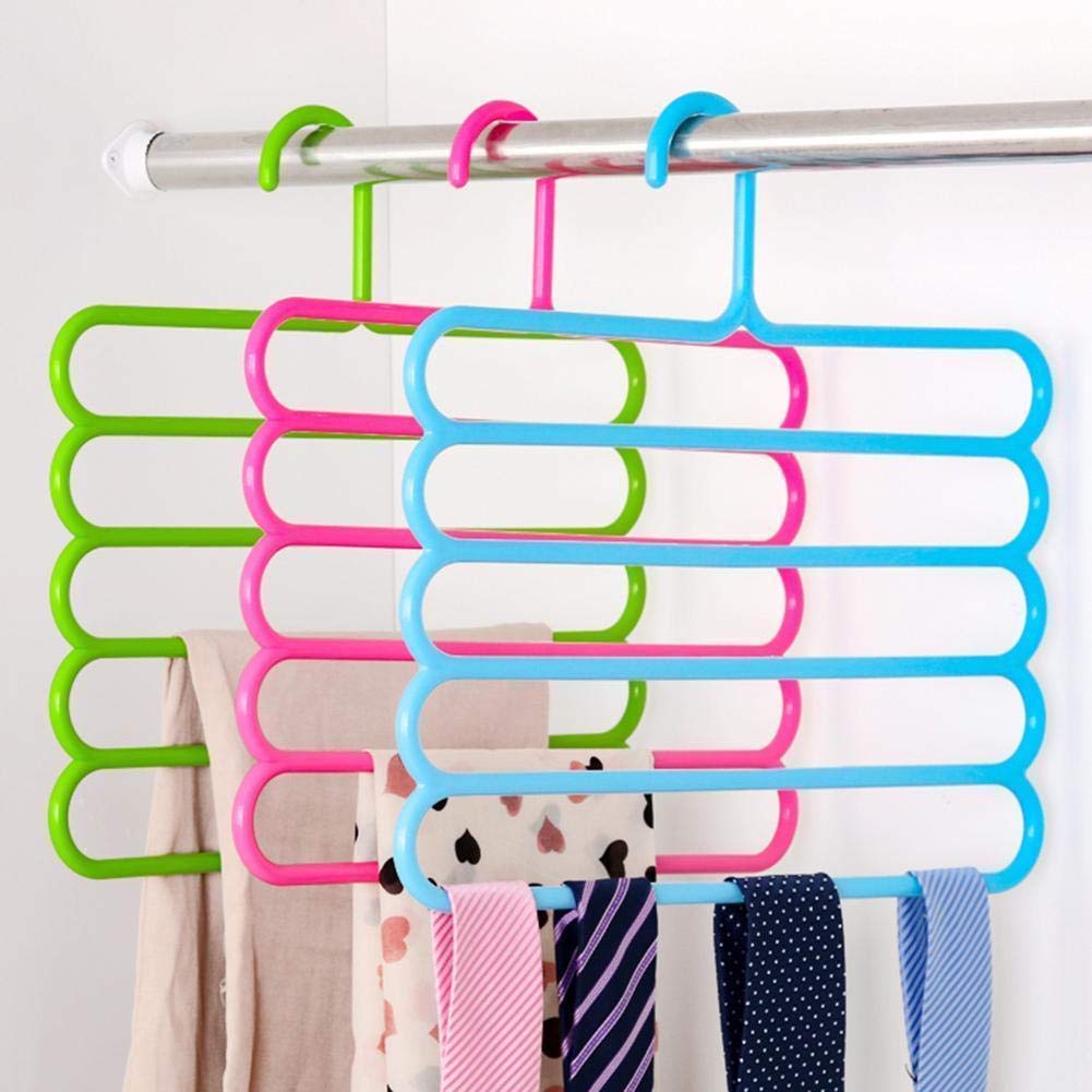 Plastic 5-Layer Space Saving Hanger – Wardrobe Organizer  (Set of 6 | 12 | 18)