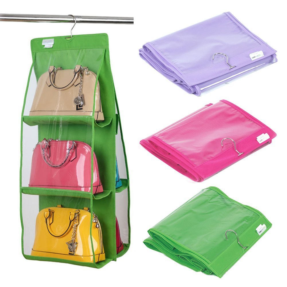Purse Hanging Organizer for Wardrobe | Holds 6 Handbags | Space Saving Closet Organizer