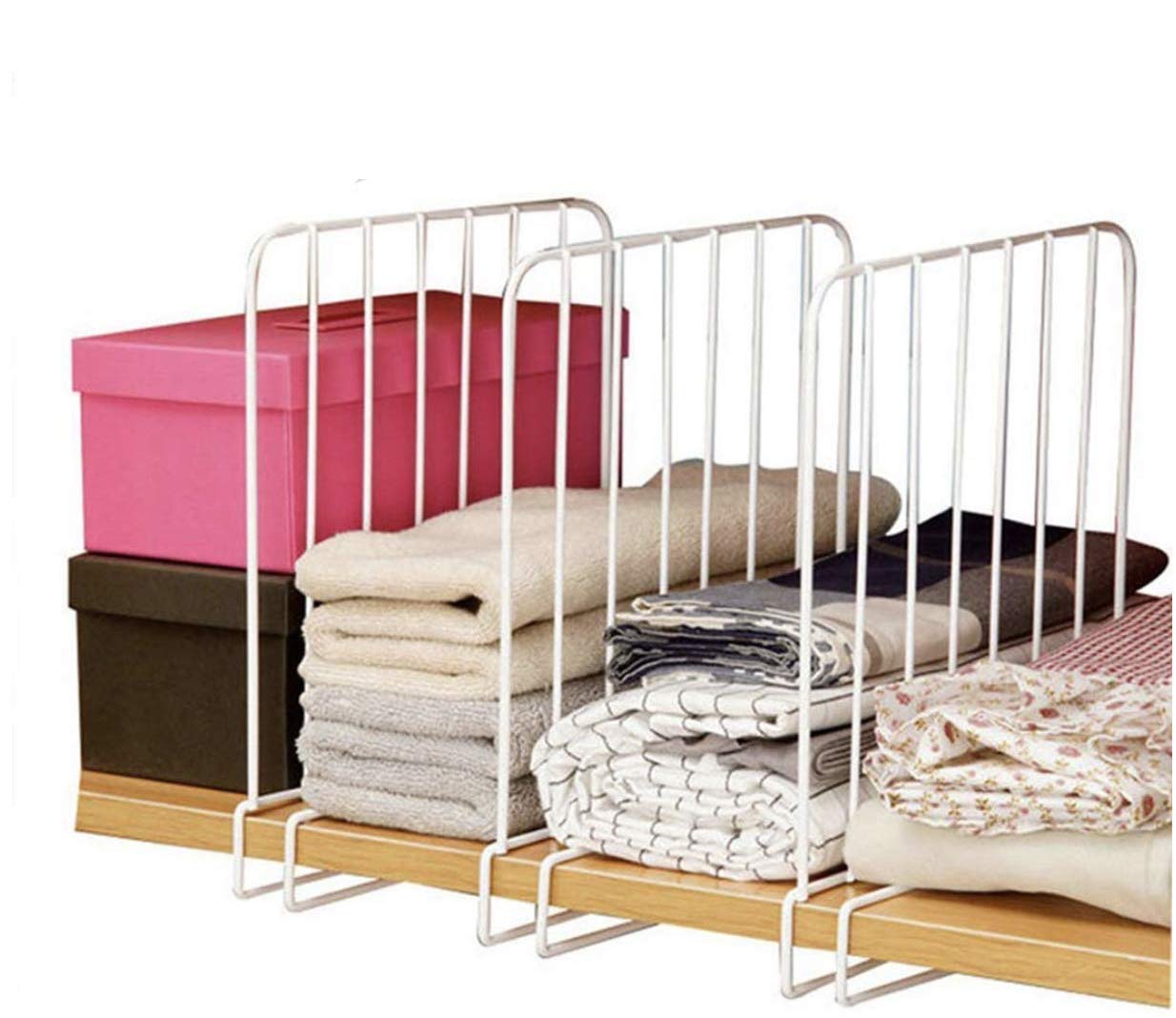Shelf Divider for Wardrobe & Closet – Heavy Duty Iron (White | Pack of 2, 3 & 5)