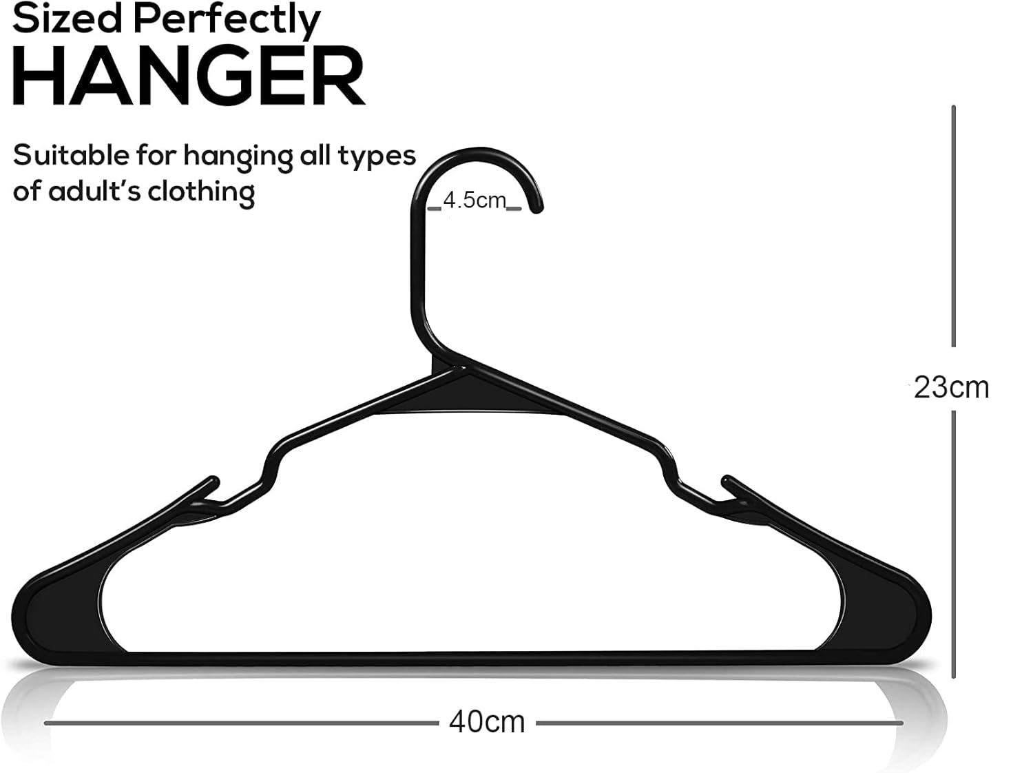 Space Saving Plastic Clothes Hangers for Wardrobe & Almirah | Slim & Sturdy Hanger Set for Saree, Shirt, Dress & Pants | Black (Set of 6 / 10 / 18 / 24 / 36 / 48)
