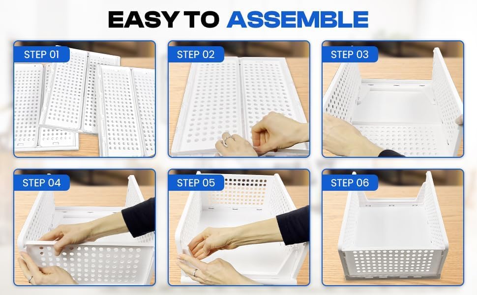 Foldable Wardrobe Closet Organizer Tray – Stackable Storage System (White) - Available in Sets: 2 | 4 | 8 | 10