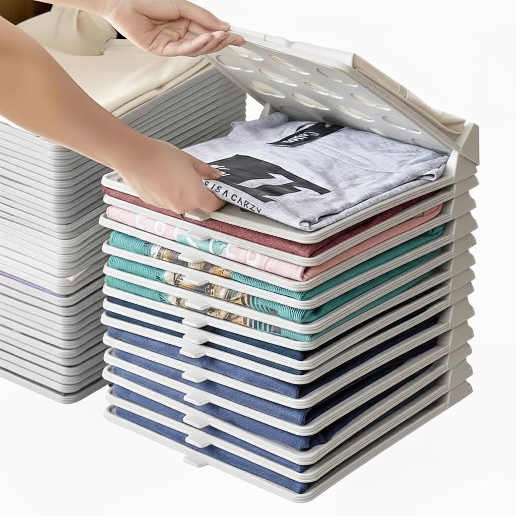 Foldable Shirt & Clothes Organizer Tray for Wardrobe – Grey (Pack of 5 / 10 / 20 / 30)