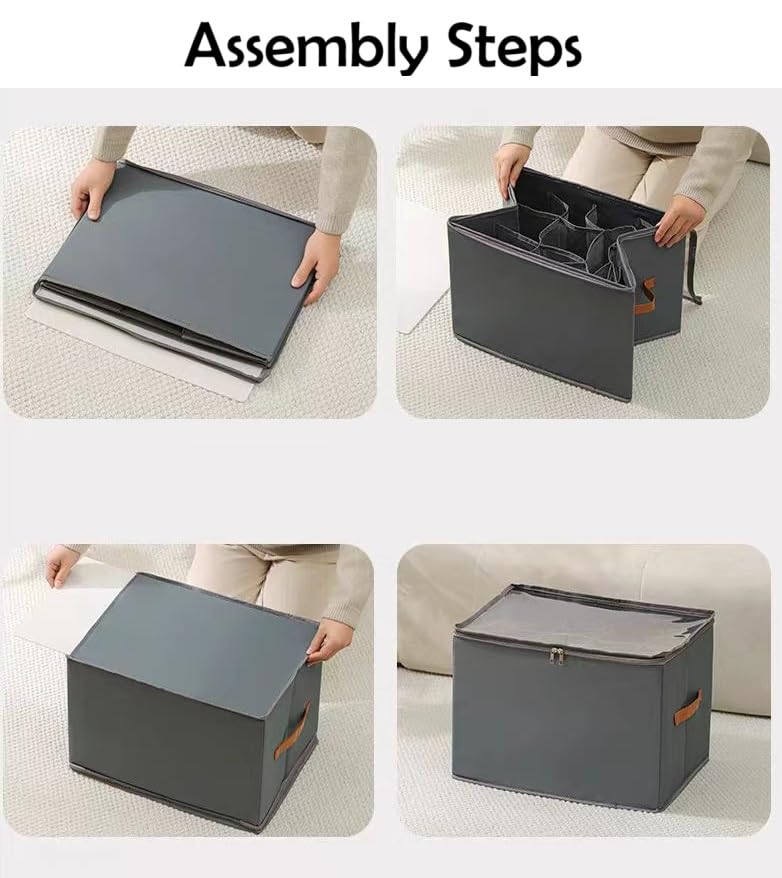 Foldable Shoe Organizer Box for Wardrobe & Closet – 12 Pair Capacity (Grey)