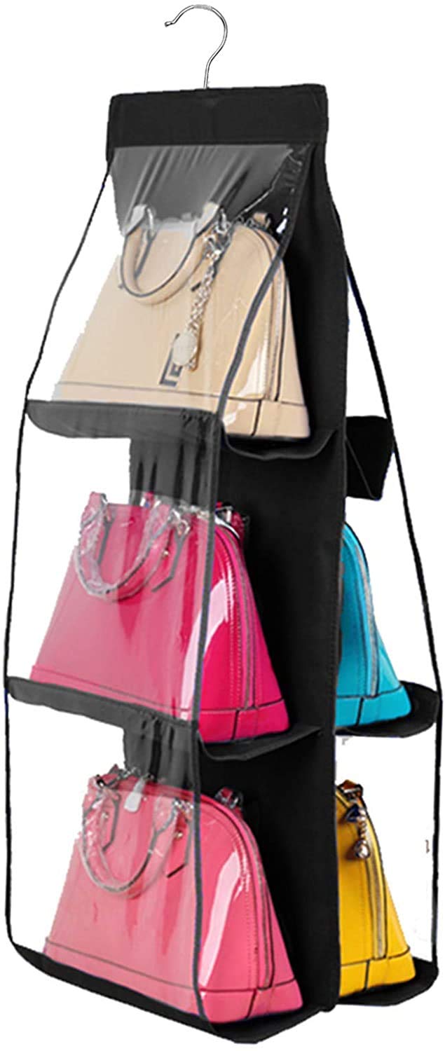 Purse Hanging Organizer for Wardrobe | Holds 6 Handbags | Space Saving Closet Organizer