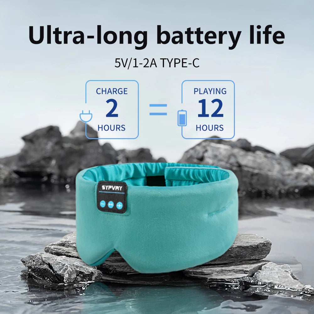 Sleeping Headphones Silk Sleep Mask Bluetooth Blindfold Music Eye Mask Built in Speaker Sleep Travel Accessory