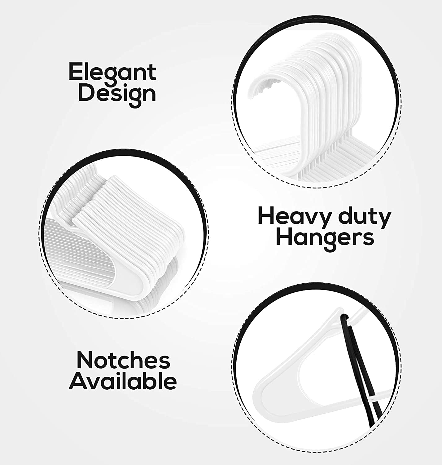 Single Layer Plastic Clothes Hanger for Wardrobe & Almirah | Heavy-Duty Space Saving Hanger for Shirts, Sarees, Dresses & Pants | White (Set of 10 / 20 / 30)