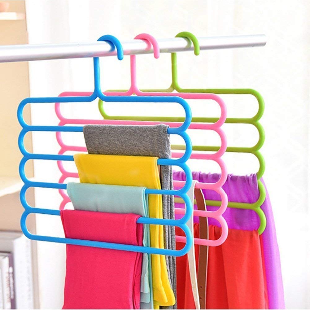 Plastic 5-Layer Space Saving Hanger – Wardrobe Organizer  (Set of 6 | 12 | 18)