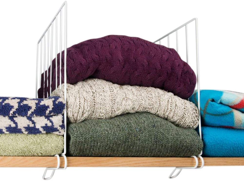 Shelf Divider for Wardrobe & Closet – Heavy Duty Iron (White | Pack of 2, 3 & 5)