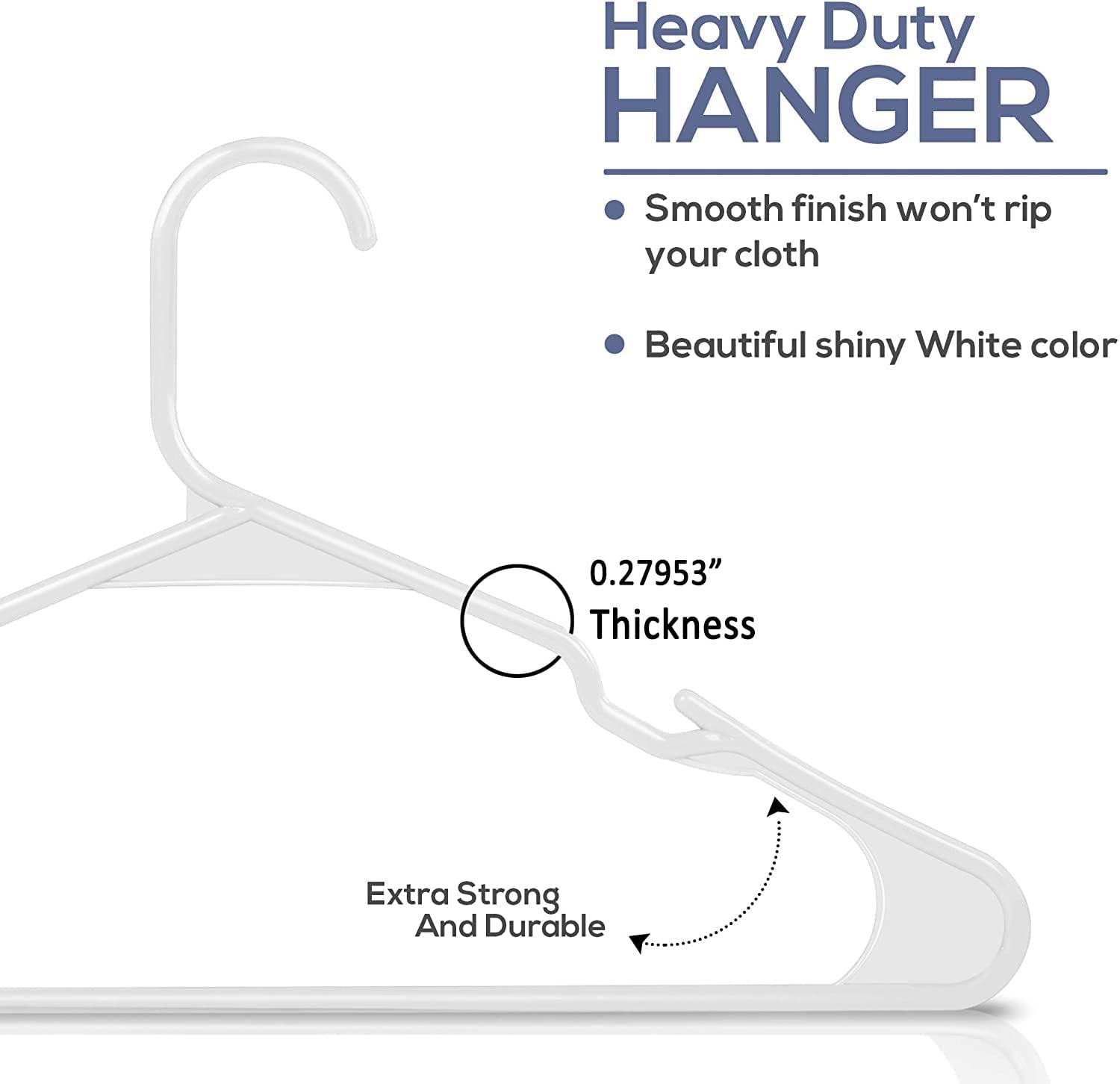 Single Layer Plastic Clothes Hanger for Wardrobe & Almirah | Heavy-Duty Space Saving Hanger for Shirts, Sarees, Dresses & Pants | White (Set of 10 / 20 / 30)