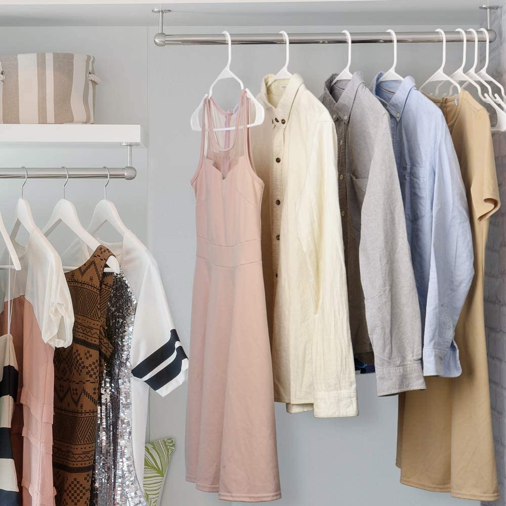 Single Layer Plastic Clothes Hanger for Wardrobe & Almirah | Heavy-Duty Space Saving Hanger for Shirts, Sarees, Dresses & Pants | White (Set of 10 / 20 / 30)