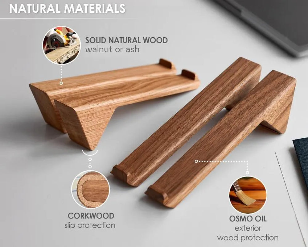 Wooden Laptop Riser for Desk, Wood Laptop Stand, Macbook Stand, Laptop Holder Desk, Macbook Riser