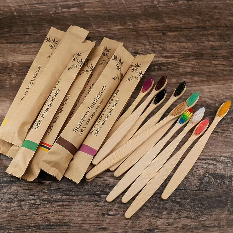 New Style Eco Friendly Toothbrush Bamboo Resuable Toothbrushes Portable Adult Wooden Soft Tooth Brush for Home Travel Hotel Use